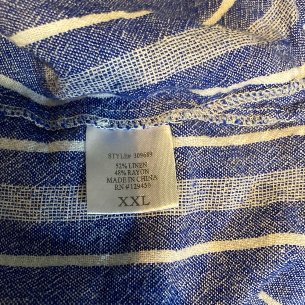 Coastal Comfort Striped Denim Blue and White Blouse - Picture 3 of 5